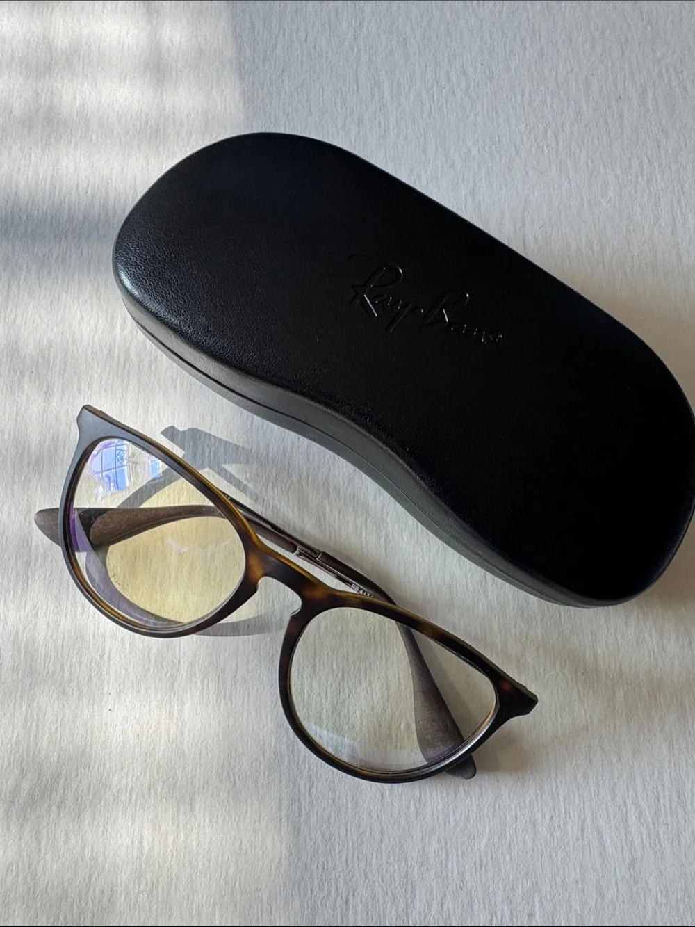 Ray-Ban Brown Matte Tortoiseshell Round Blue Light Blocking Glasses